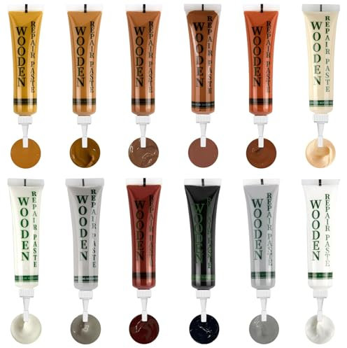 12 Colour Laminate Floor Repair Kit Wood Furniture Repair Kit Wood Touch up Fillers Wooden Floor Scratch Repair White Black Grey Natural Oak Brown Wood Paint for Cabinet Floor Door Table Surfaces