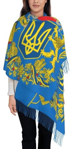 Schals Für Damen Und Herren – Neuartiger Aufdruck Mit Ukrainischen Flaggensymbolen, Pashmina-Schal, Schals Und Tücher Mit Quasten, Stola Und Wickel, Fransen, Große Damenschals, Ukraine, Einheitsgröße