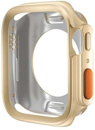 MGTCAR Change To Ultra Case for Apple Watch Case 45mm 44mm 41mm 40mm TPU Soft Cover for Iwatch Series 9 8 7 6 SE 5 4 Upgrade Ultra 2 1 49mm Watch Case(GOLD,45mm)