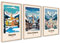 ag.art deco® Travel Poster Set 3 Stück 30x40cm | Winter Berge Chamonix St Moritz Cortina d'Ampezzo | Vintage Retro Wanddeko Wohnzimmer & Schlafzimmer | ohne Rahmen