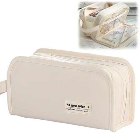 WJWINER Mäppchen Beige, Pen Case, Etui Stifte, Pencil Case Girls, Mäppchen Mädchen, Große Federmappe, Stifte Mäppchen, Federmäppchen Teenager Mädchen, Aesthetic Pencil Case, Für Schule & Büro
