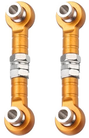 QUARKZMAN 2 Stück Lenkservo Spurstangen RC Aluminiumlegierung Verbindungen für HSP 1/10 94123 On-Road RC Auto (Gelb)