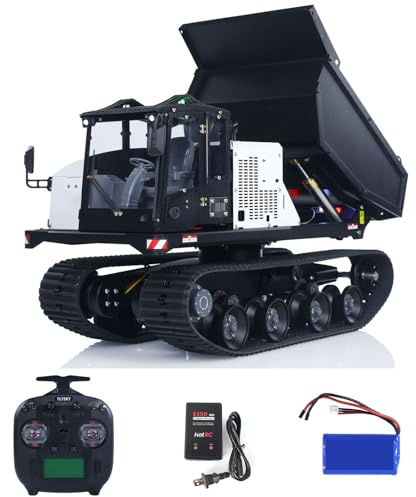 TOUCAN RC HOBBY Metall 1/14 RC Hydraulischer Raupen Dumper T14R Funkgesteuerter Ketten Kipper RTR Baufahrzeug ST8 Licht Sound Batterie Hydraulik Baufahrzeug