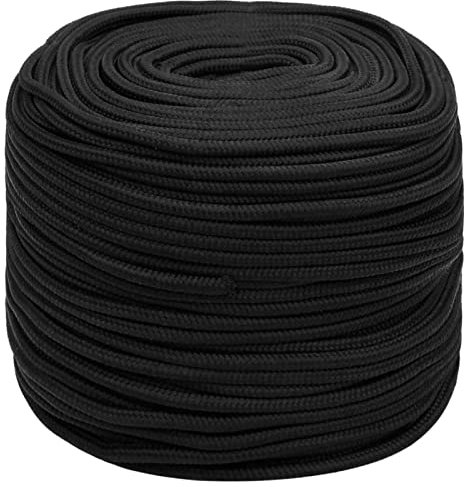 Tidyard Corde de Bateau Noir Complet 10 mm 50 m Polypropylène Corde en Polypropylène pour Gréement