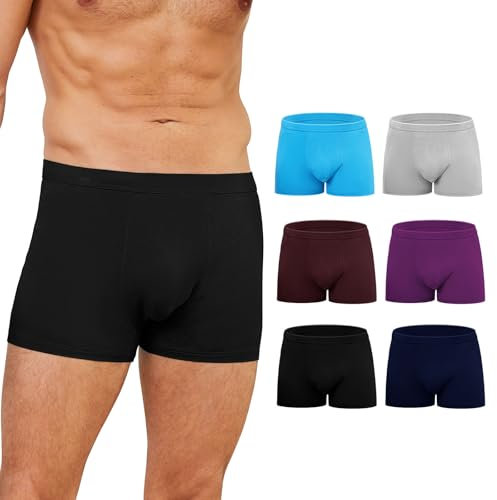 ZAKASA Bambou Boxers Court Hommes: sous-vêtements Boxers Ajustés Caleçons Homme Ultra Doux et Respirant sans Étiquette 3D Poche pour Dormir XL Coloré Lot de 6