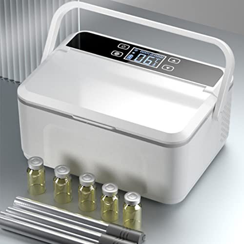 Enfriador de insulina para viajes, refrigerador medicinal de gran capacidad, mini caja enfriadora recargable para coche con pantalla LCD y 2 baterías
