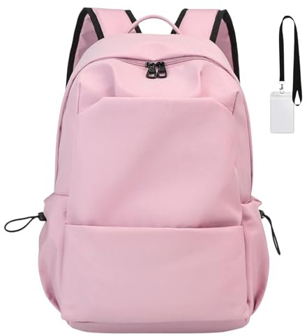 FSRONGXI Zaini da donna, casual, leggeri, per la scuola, per adolescenti, ragazze, ragazzi, 15,6 pollici, zaino per computer portatile, zaino per viaggi, università, lavoro, rosa, L, Casual
