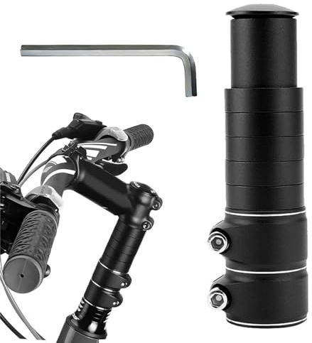 Megcdtr Bike Stem Riser, Bicycle Handlebar Stem Extender, Aluminium Alloy Handlebar Stem Riser with Hex Key for Bicycle Cycling Mountain Bike MTB(28.6mm Black)