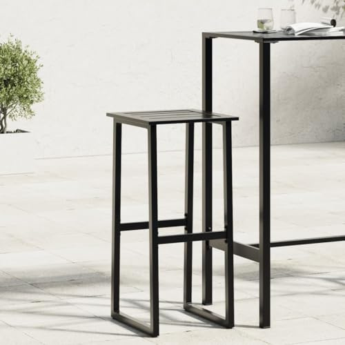 QZZCED Sgabello da bar, 4 pezzi, nero, per il tempo libero, per esterni, per piscine, 38 x 38 x 80 cm, acciaio verniciato a polvere