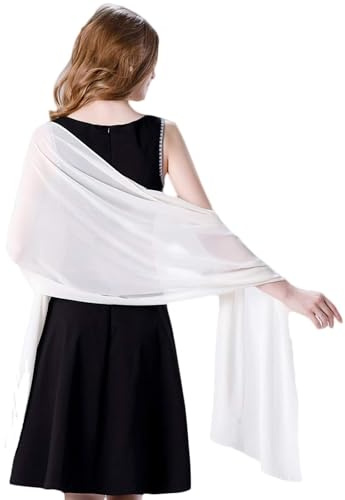 FAYAHAR Stola für Abendkleid, Chiffontücher, Stola Sommer, Chiffon Schal, Damen Leichter Weicher Schal für Hochzeit, Schals für Damen Frühling Sommer Ganzjährig (Weiß)