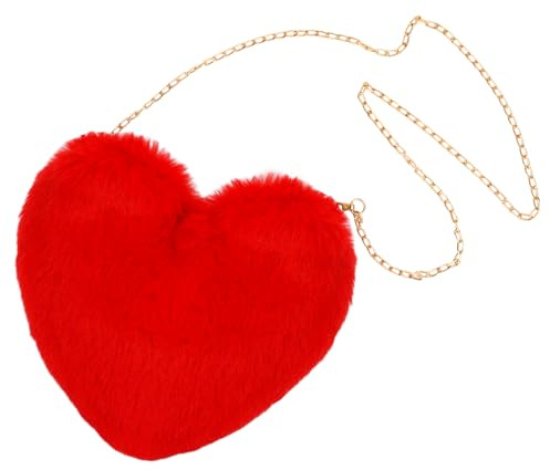 Chanumetal Herztasche Rot Damen, Amor Kostüm Accessoires Plüsch Tasche, Herzdame Kostüm Damen Herz Tasche für Weihnachten, Silvester, Valentinstag, Geburtstag Geschenk
