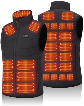 vapesoon Beheizbare Weste Damen und Herren with 26 Heizbereiche – Heizweste with Kompatibel mit 5V/7.4V, schnelles Aufheizen, 4 Steuerzonen – Ideal für Winterradfahren, Camping und Arbeit – Ohne Akku
