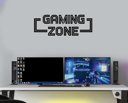 Gaming Zone Wall Sticker for Boys Room – Vinyl Wall Decal for Gamers, Consoles, Bedrooms & Game Rooms – Cool Gamer Decor Sign GZB1 (Black Matt, W60xH21cm)