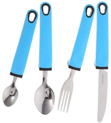 BEBEMOKO Edelstahl Senioren Besteck mit Rutschfestem Ergonomischem Griff Anti rutschfestes Selbstadaptives Essbesteck für Ältere Menschen und Behinderte Leicht zu Reinigen und Langlebig