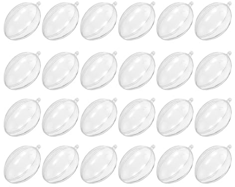 HIAKDOFT Durchsichtige Eiförmige Kunststoffkugeln zum Befüllen aus Robustem Kunststoff 12 Kleine Befüllbare Plastikornamente für Weihnachtsdeko Ostern Bastelbedarf