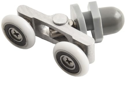 Set mit 4 Doppelrollen für Duschtüren mit Nylon- und Edelstahl-Kugellagern für reibungsloses Gleiten und geringe Geräuschentwicklung an verschiedenen Duschtüren (23 mm)
