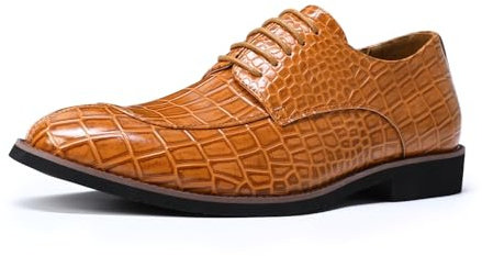 YFFUSHI Herren Schnürhalbschuhe Klassischer Business Derby Anzugschuhe | Lederschuhe, Hochzeit, Klassischer, Derby, Elegant, Formel, Kunstleder, Krokodil Geprägt