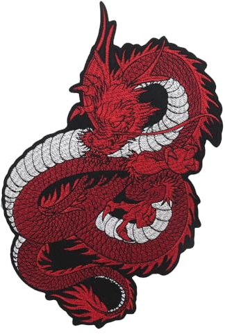 EMDOMO Drachen-Stickerei-Applikationen zum Aufbügeln für Jacken, Jeans, Deko, Kleidung, Bekleidungszubehör
