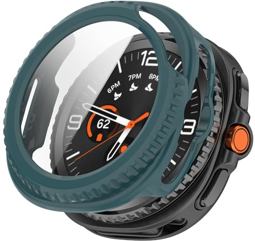 Techsuit für Samsung Galaxy Watch8 Classic Hülle und Displayschutz mit Gehärtetem Glas, HD Klarheit, Volle Abdeckung, Kratzschutz, Schlankes Design, Defense360 Pro, Tiefes Petrol