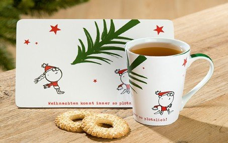 GILDE Porzellan Tasse 'Weihnachten kommt.'