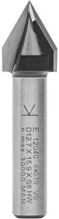 ENT 12040 V-Nutfräser und Schriftenfräser HW, Schaft (S) 8 mm, Durchmesser (D) 12,7 mm, NL 15,9 mm, E 60°, SL 32 mm