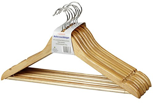 Bürstenmann Formbügel gewinkelt, 8 Stück, Holz, beige, 9.8 x 44.5 x 23 cm