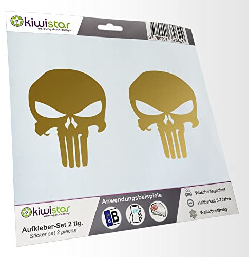hauptsachebeklebt - 2X Kennzeichenaufkleber -Totenkopf - Todessymbol Aufkleber für Auto, Laptop, Fahrrad, LKW, Motorrad Mehrfarbig JDM Decal Racing