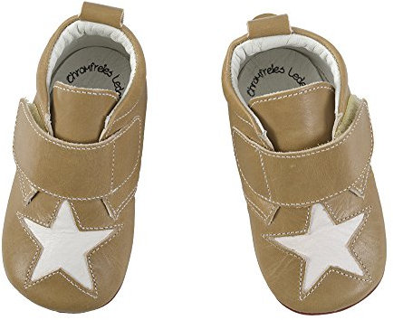 Anna und Paul - Krabbelschuhe aus Leder - Morgenstern - mit Wölkchen-Gummisohle (S, Kork)