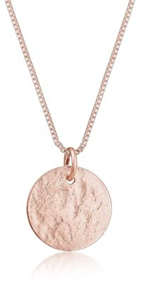 Elli Halskette Damen Plättchen Anhänger Gehämmert in 925 Sterling Silber