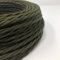 Cable eléctrico trenzado/trenzado revestido de tela. Color verde militar, algodón. Sección 3 x 0,75