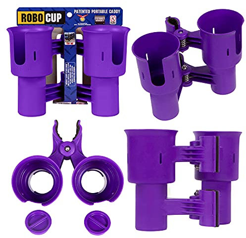 RoboCup, Purple EZ-Spring, Updated Version, Best Cup Holder for Drinks, Fishing Rod/Pole, Boat, Beach Chair, Golf Cart, Wheelchair, Walker, Drum Sticks, Microphone Stand