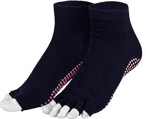 Piarini marine 1 Paar offene Zehensocken kurz ABS Socken Baumwolle Yoga-Socken offenen Zehen Pilates-Socken Fitness 39 40 41 42