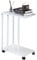 H JINHUI C Shaped Side Table, Mobile Sofa/Living Room Small End Table, with Lockable Wheels, Mobile Snack Table for Coffee Laptop Tablet, That Slide Under for Small Spaces (White)