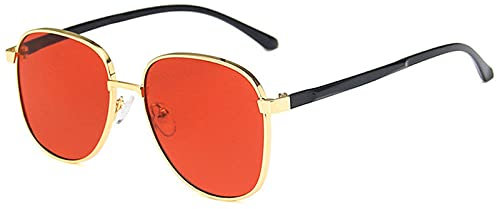 WQZYY&ASDCD Sonnenbrille Herren Damen Metallrahmen Sonnenbrillen Frauen Vintage Brillen Frauen Sonnenbrillen Männer Brillen -Rot