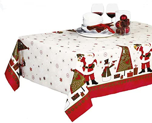 Mambo-Design Wachstuch Tischdecke Nikolaus Weihnachten PVC Meterware Eckig Breite 140cm & Länge wählbar abwaschbar Xmas, Größe:140 x 170 cm