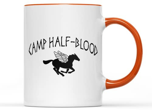 SmartyPants Camp Half Blood Mug Tea Coffee Cup Percy Jackson Lightning Movie Film TV Cinema Myth Greek Gods Olympians Poseidon Demigod Monster Mortal Gift Present (Orange Handle Prime)