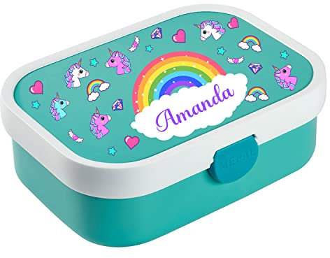 Ferocity Personalizado Lonchera para niños Desayuno Fiambrera Sandwichera Caja de Almuerzo Arcoíris [087]