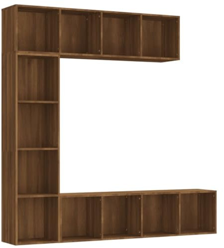 vidaXL Ensemble Bibliothèque/Meuble TV 3 pcs Étagère à Livres Meuble de Rangement Salle de Séjour Maison Intérieur Chêne Marron 180x30x180cm