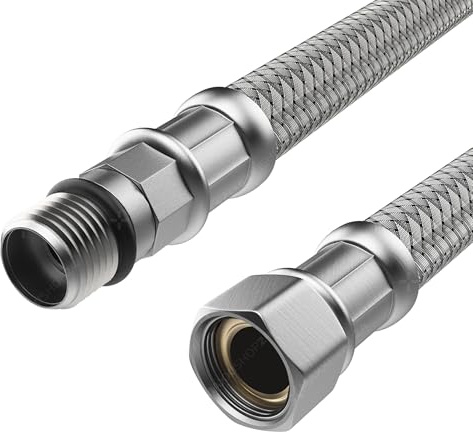 Flexschlauch Edelstahl - Panzerschlauch Anschlussschlauch für Sanitär, Heizung, WC, Solar, Hauswasserwerk - Made in Germany (M10 x 1/2 ÜM - 60 cm, DN8)