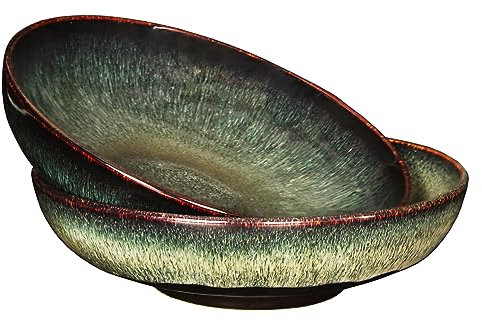 YA JU Lot de 2 Assiettes Creuses à Pâtes, Micro-ondables, Plates, Saladiers, Bols de Service pour Salade, etc