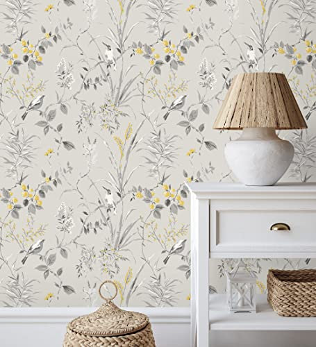 GAULAN 500680927 - Papel pintado lavable de ramas flores y pájaros estilo romántico para pared salón cocina dormitorio comedor - Muestra DIN A4