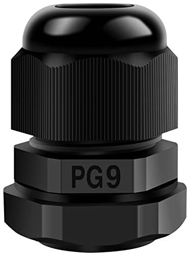 Hanibos 20 pezzi di pressacavo PG9 regolabile da 4 a 8 mm, raccordi PG a vite IP68, passacavo impermeabile, colore nero, per esterni e giardino