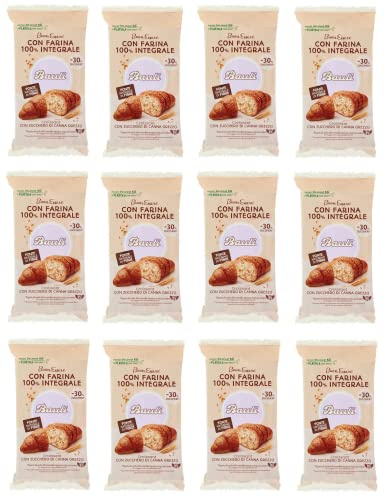 12x Bauli Cornetti con Farina Integrale e Zucchero di Canna Grezzo Croissant mit Vollkornmehl und Rohrohrzucker Packung à 222g, Jede Packung enthält 6 Croissants à 37g