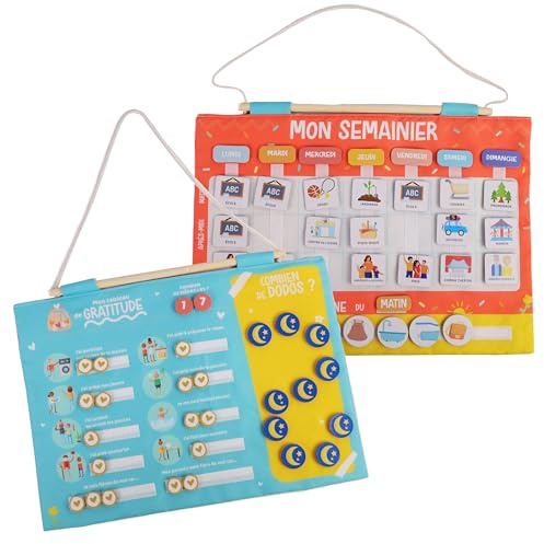J.A.D.E - Dankbarkeitswochenkalender für Kinder - Montessori - 141511 - Bildungsspiel - Mehrfarbig - Stoff - Stimmung - Schlaf - Kinderspiel - Französisches Design - Jade - Ab 3 Jahren.