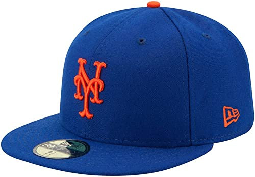 New Era MLB 59FIFTY Team Color Authentic Collection Fitted On Field Game Cap Hat (as1, numeric, numeric_6_and_7_eighths, New York Mets), Blau, 6.875