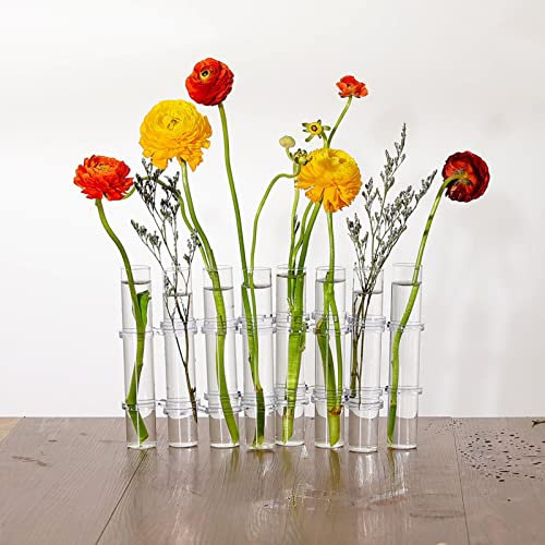 Voiakiu Aufklappbare Blumenvase, kreative Reagenzglasvasen, durchsichtige aufklappbare Glasvase, Hochzeitstischdekoration, Moderne Röhrenknospenvase für Blumen, Pflanzen, Heimdekoration