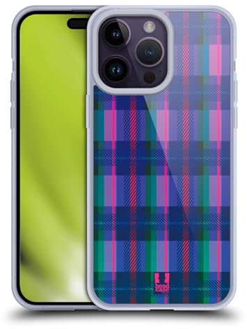 Head Case Designs Rosa E Blu Flannel Fridays Custodia in Gel [Protezione di Grado Militare] Compatibile con Apple iPhone 14 PRO Max E Compatibile con MagSafe
