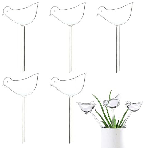 KVBUCC 5 Pieces Transparent Bird Watering Device, Plant Automatic Watering Device, Plant Watering Ball, Indoor and Outdoor Plant Automatic Watering System
