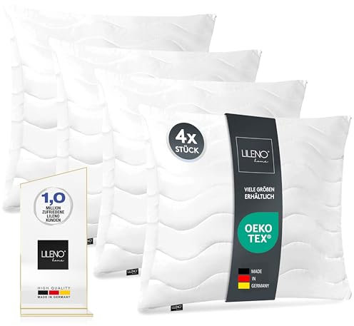 LILENO HOME Kopfkissen 65x65 cm [4er Set] als Kissen-Füllung - Bett oder Deko Kissen mit Reißverschluss zum Anpassen - Waschbar bis 95° - Sofa-Kissen & Zierkissen für Couch/Bett