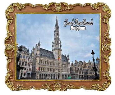 Imán para nevera Grand-Place Bruselas Bélgica, recuerdo de viaje 3D, decoración de nevera, calcomanía magnética, colección artesanal
